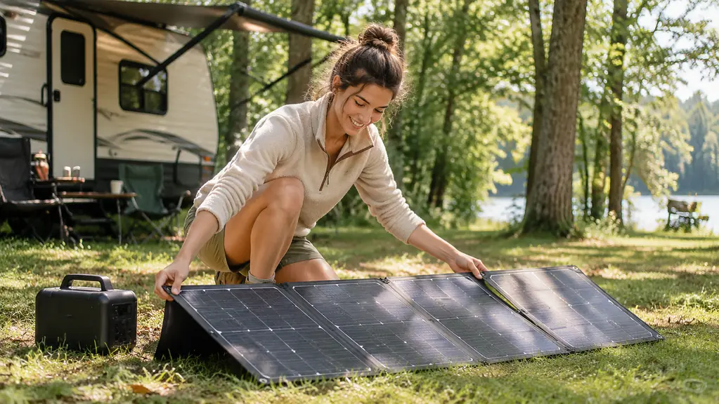 How to Charge a Trailer Battery When Your Site Is Shady (With the DOKIO 200W Folding Solar Panel)